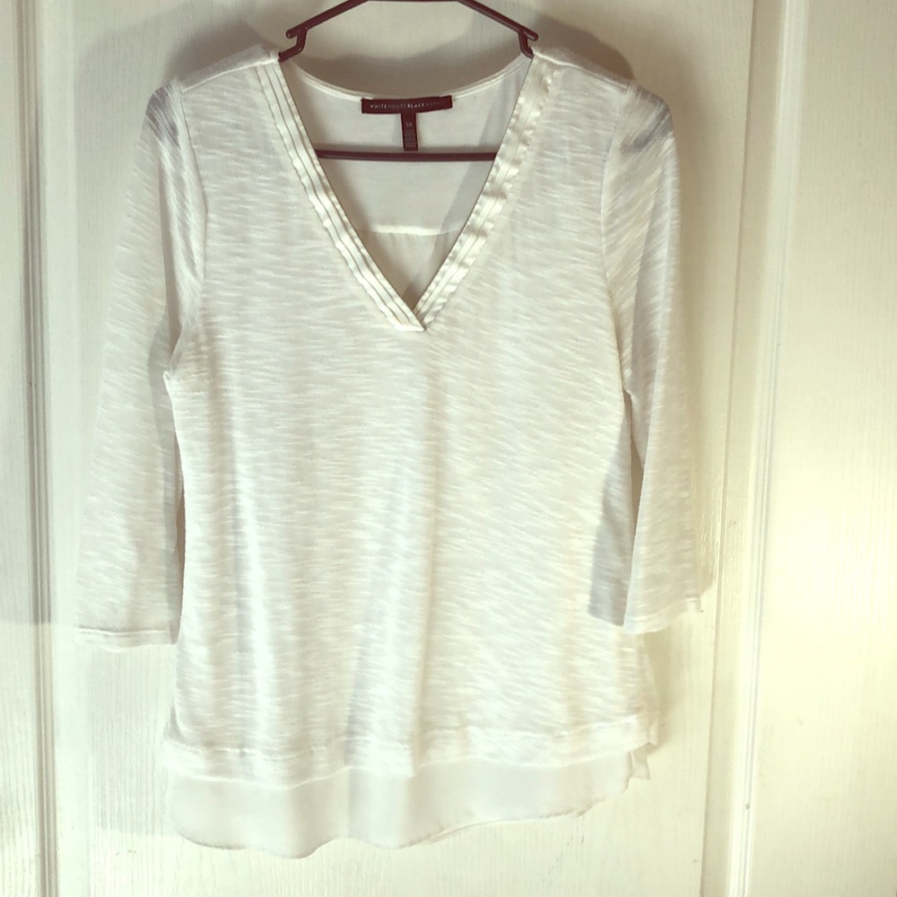 White House Black Market sheer white blouse XS